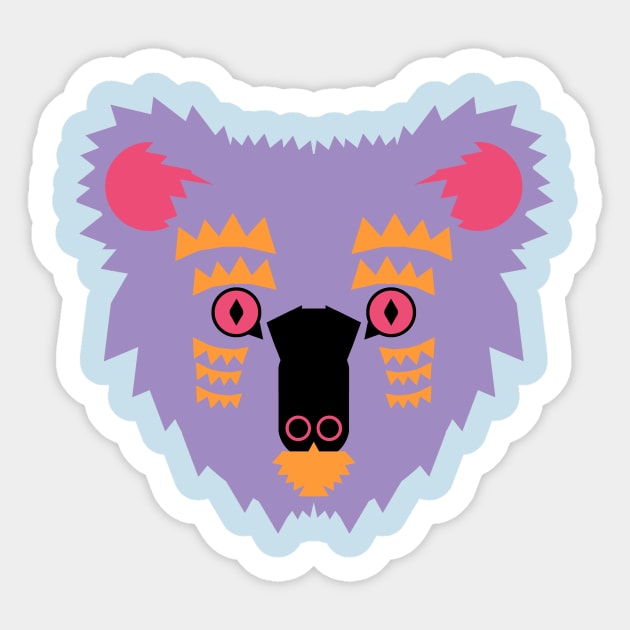 Koala Bear Face, purple Sticker by AnimalMagic